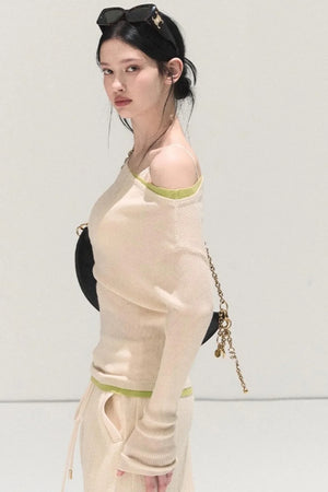 Wool Off-Shoulder Knit Top
