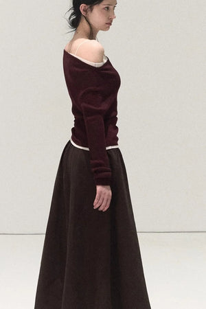 Wool Off-Shoulder Knit Top