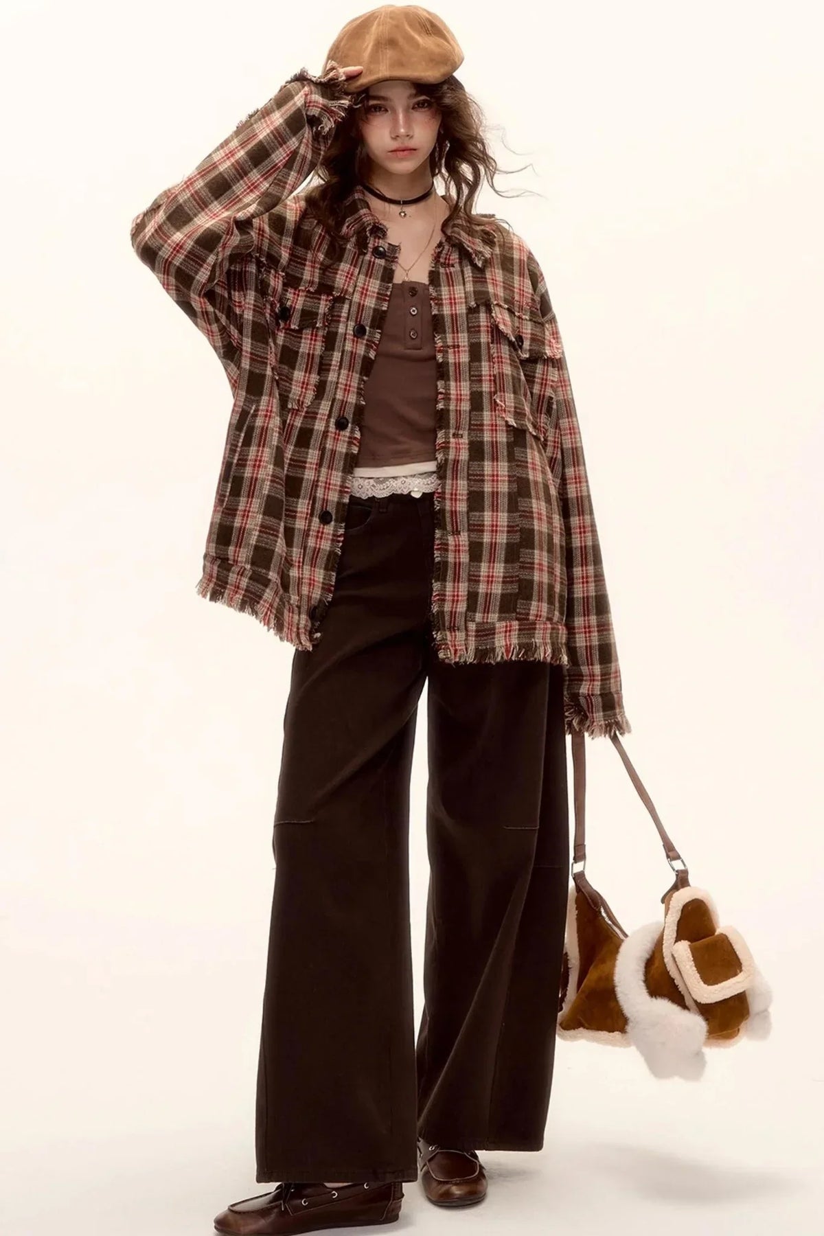 Wool Plaid Frayed Shirt