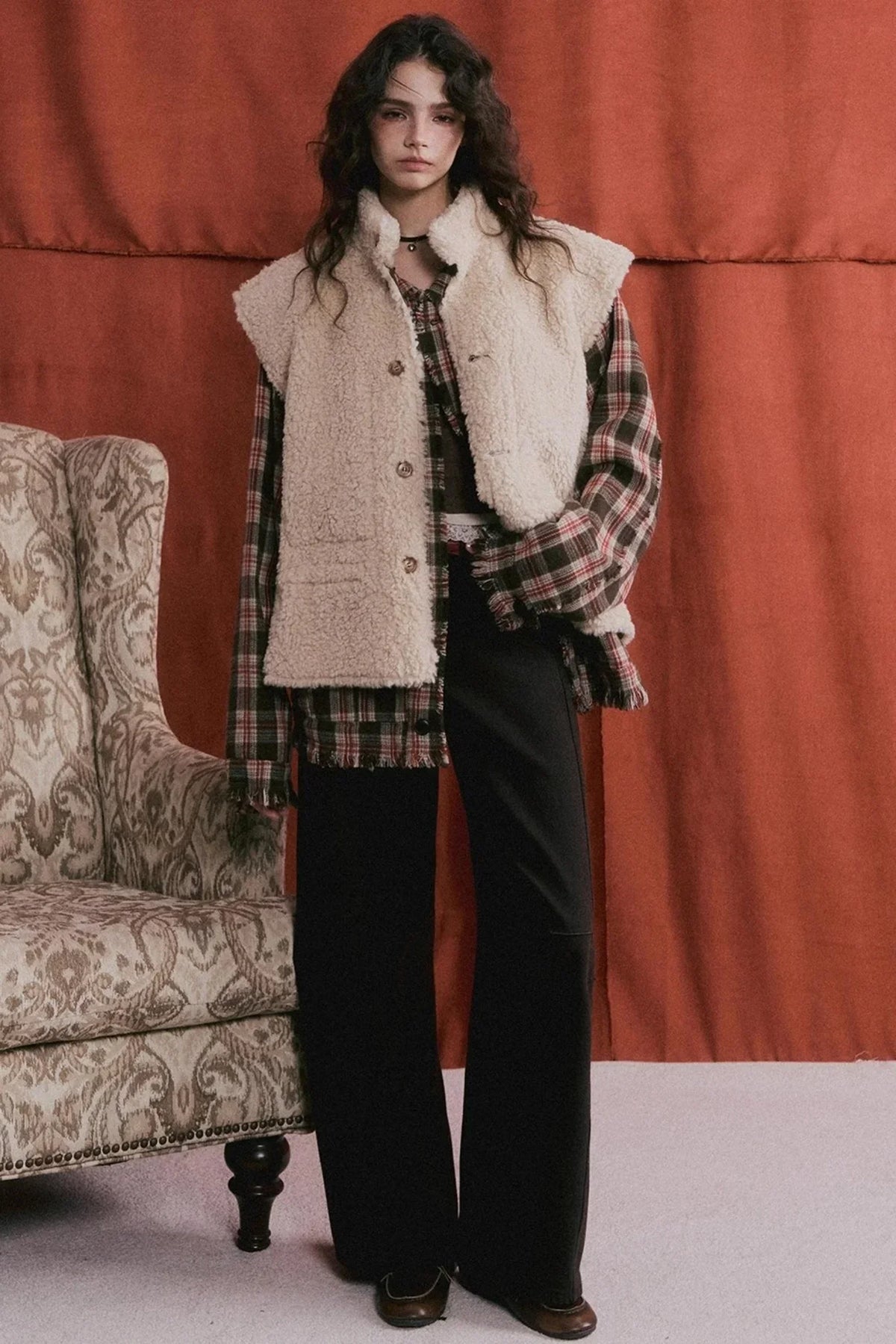 Wool Plaid Frayed Shirt