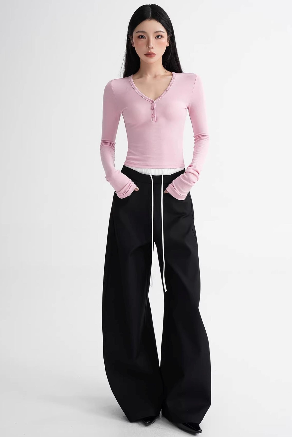 Wool Ruched Sleeve Top
