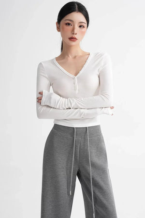 Wool Ruched Sleeve Top