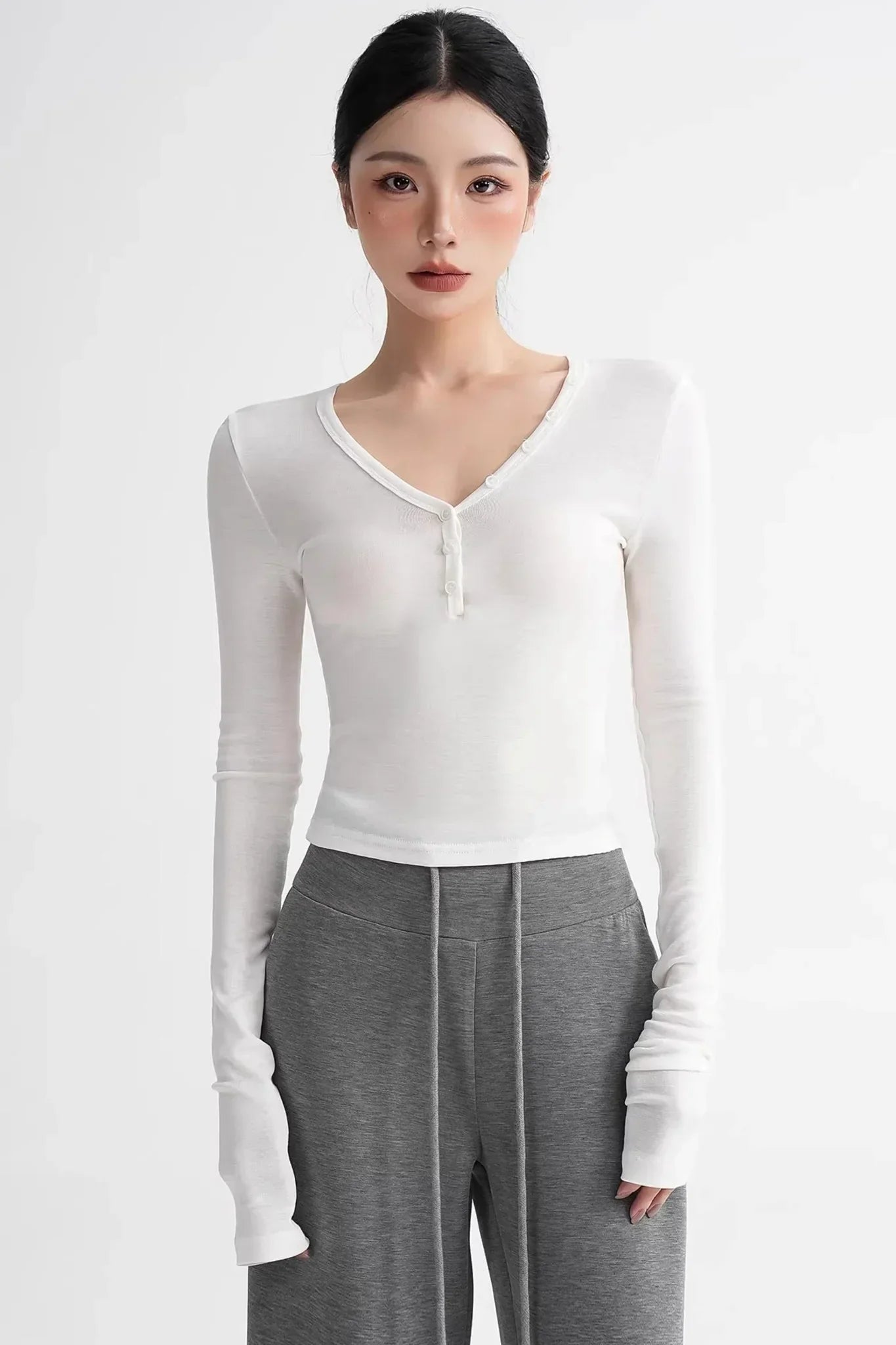 Wool Ruched Sleeve Top