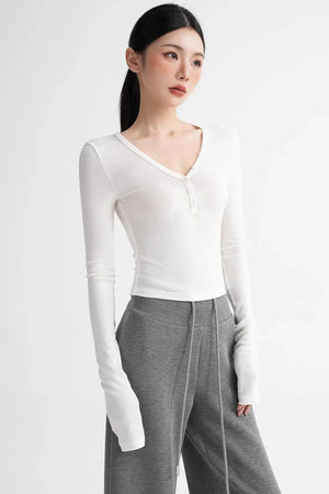 Wool Ruched Sleeve Top