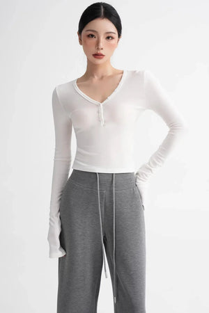 Wool Ruched Sleeve Top