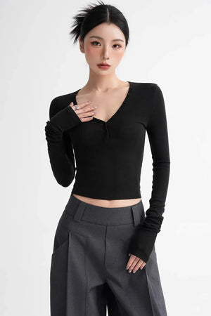Wool Ruched Sleeve Top
