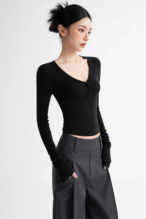 Wool Ruched Sleeve Top