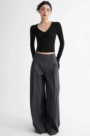 Wool Ruched Sleeve Top