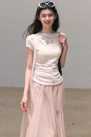 Wool Slanted Shoulder Top