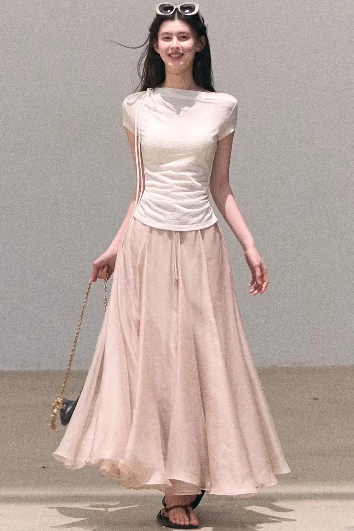 Wool Slanted Shoulder Top