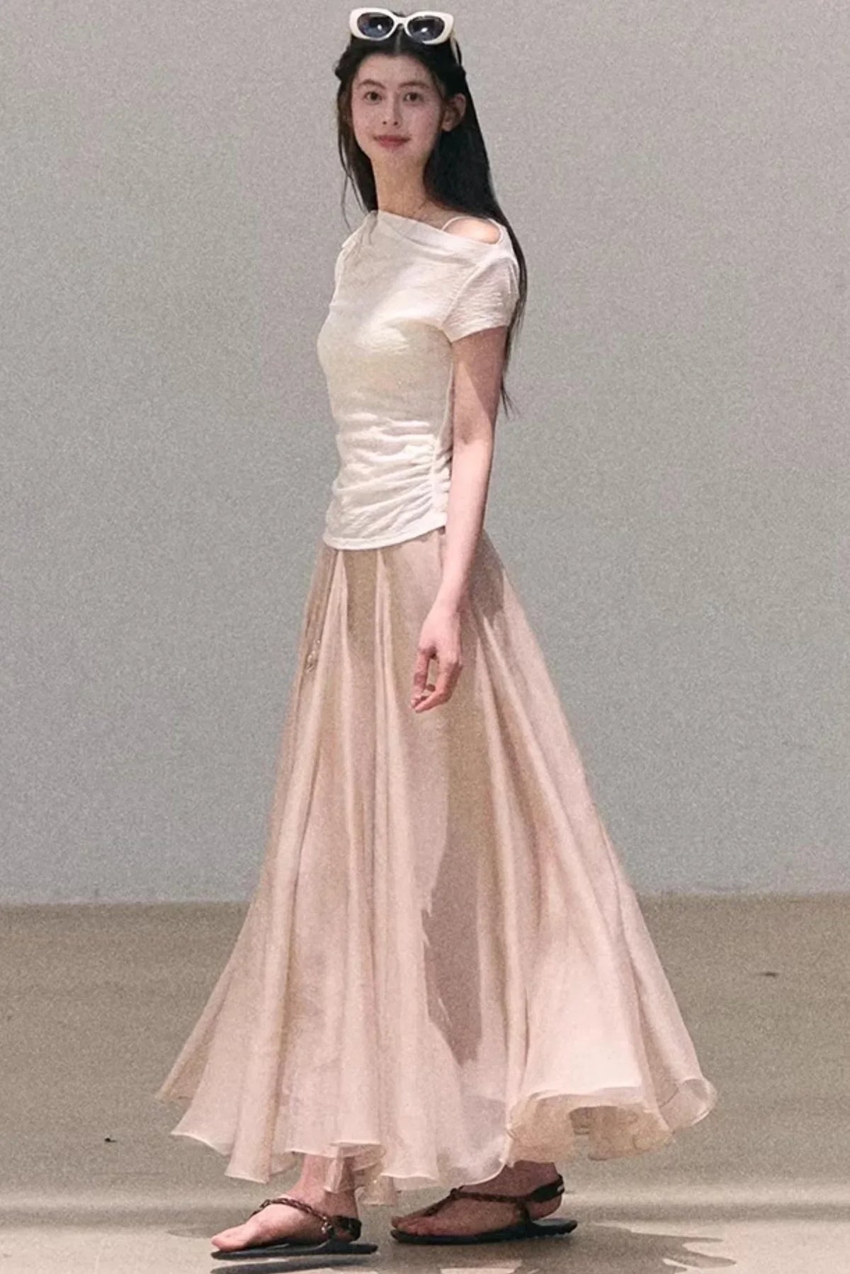 Wool Slanted Shoulder Top