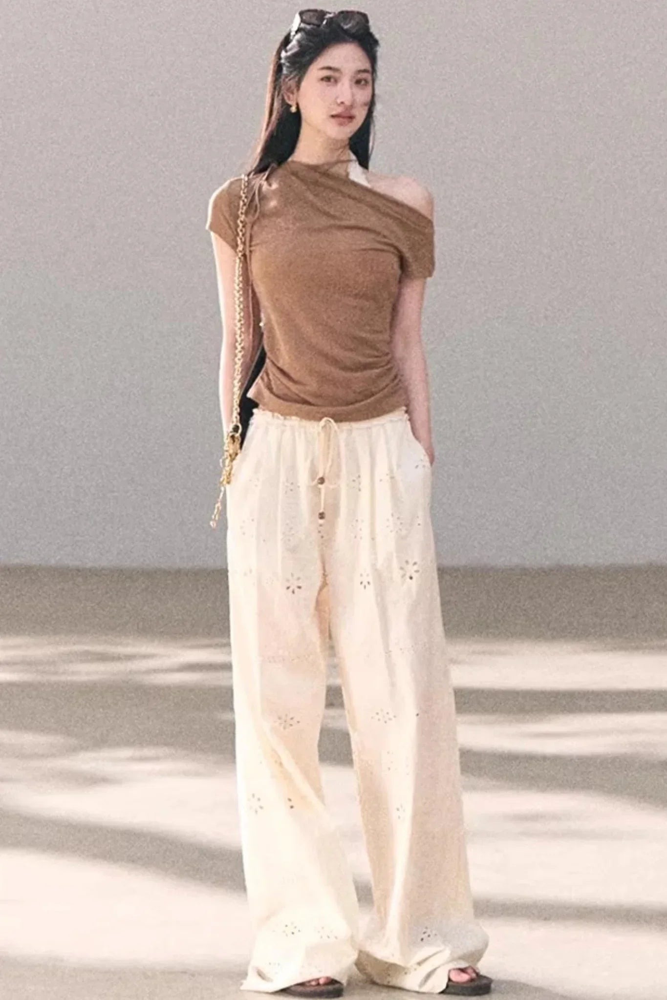 Wool Slanted Shoulder Top