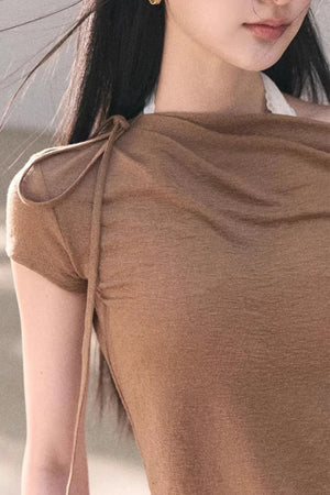 Wool Slanted Shoulder Top