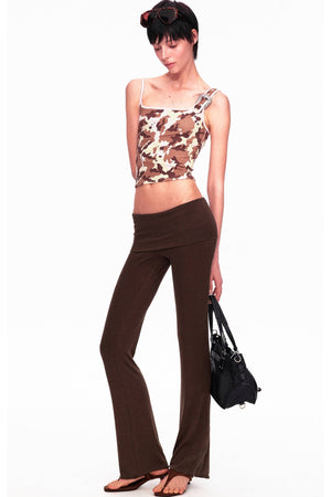 Wool Slightly Flared Cuffed Pants