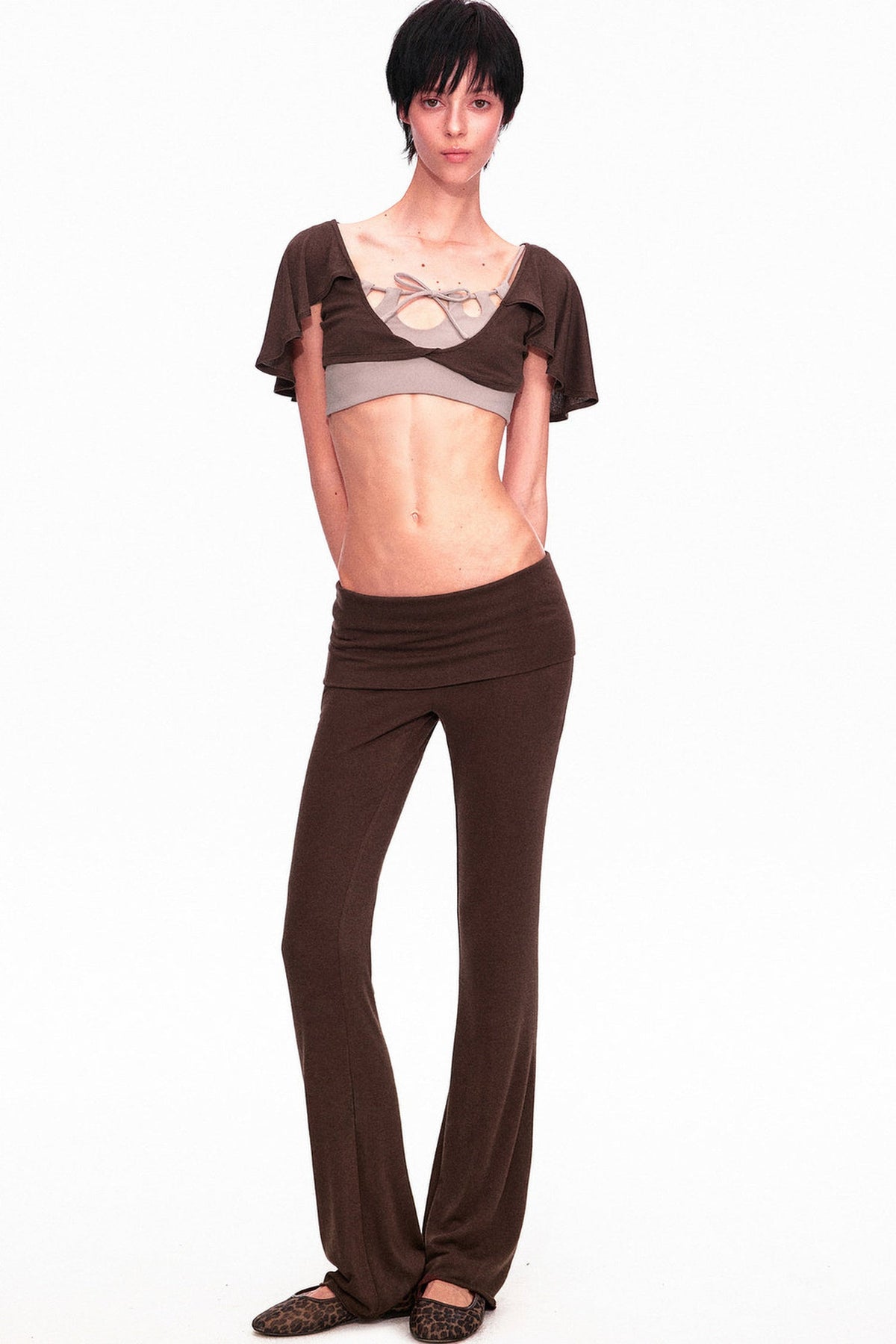 Wool Slightly Flared Cuffed Pants