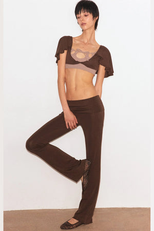 Wool Slightly Flared Cuffed Pants