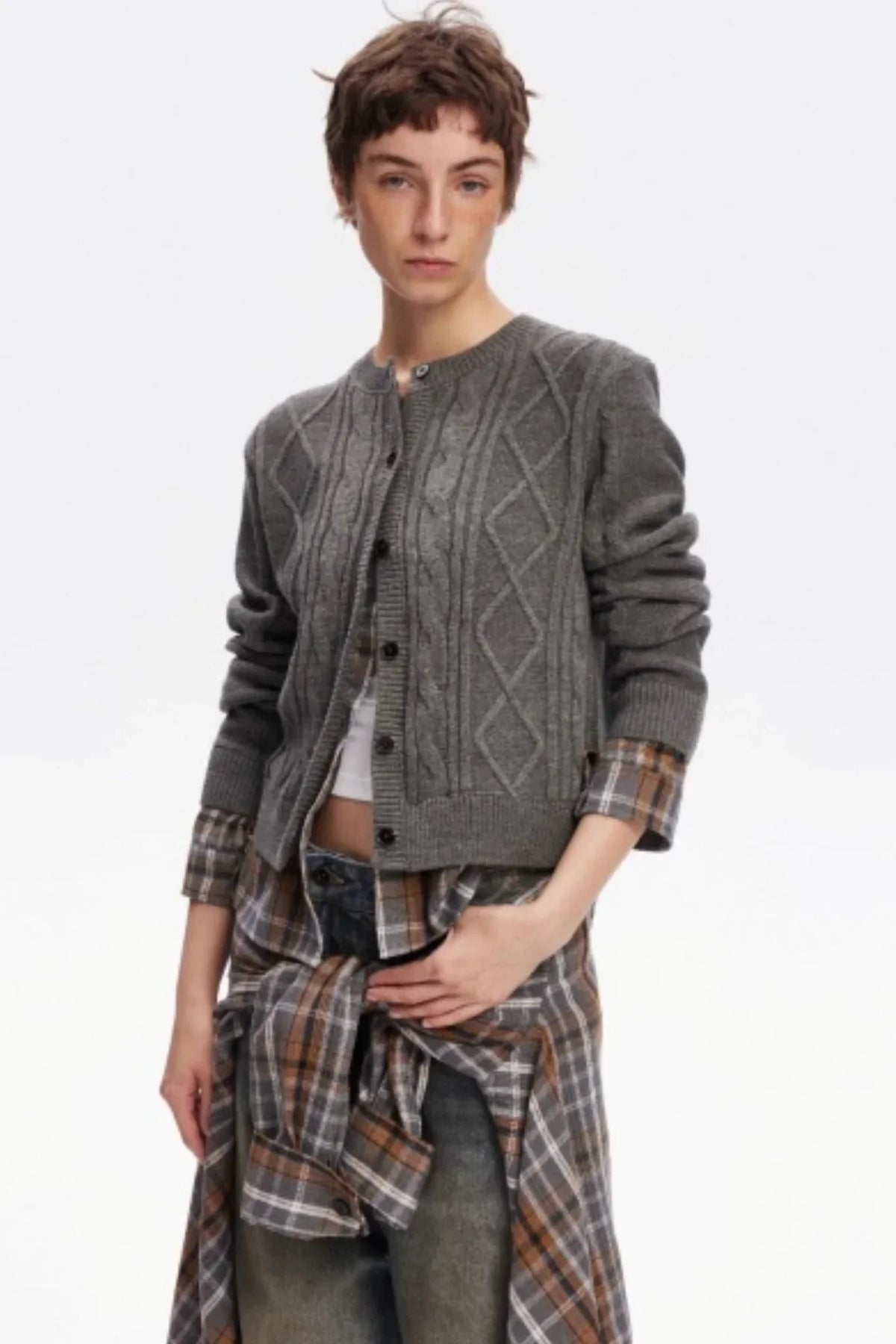 Wool Twist Cardigan Sweater Set-Up