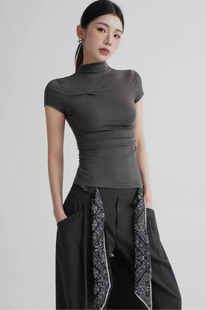 Wool Twist Collar Top