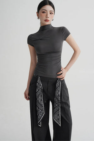 Wool Twist Collar Top