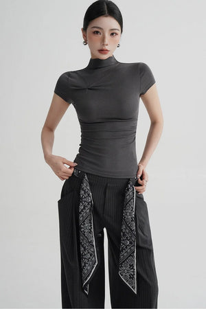 Wool Twist Collar Top