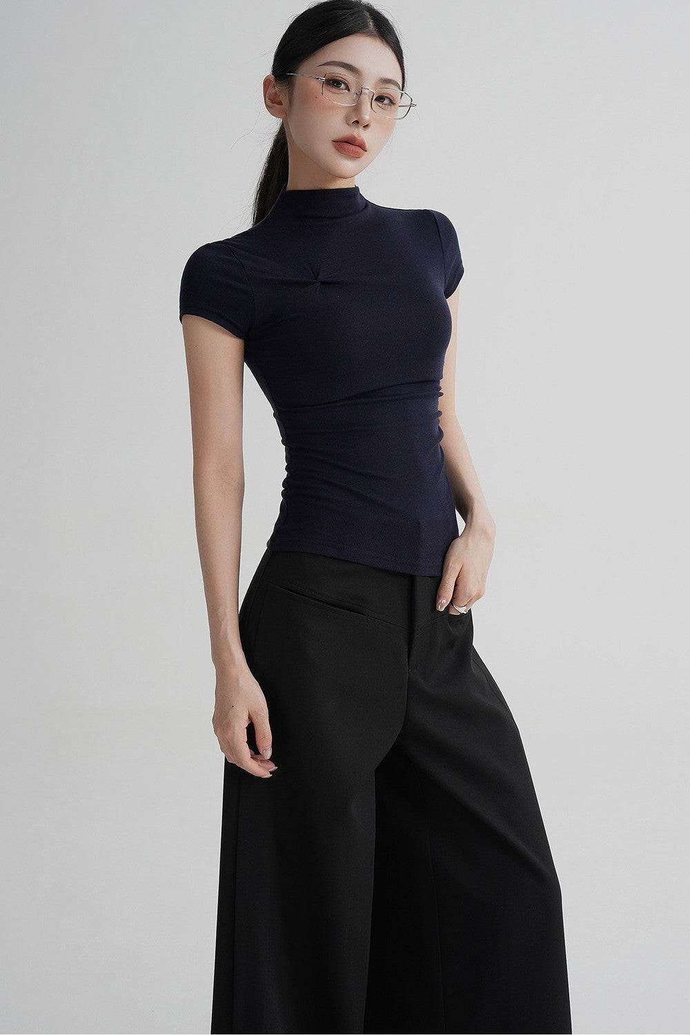 Wool Twist Collar Top