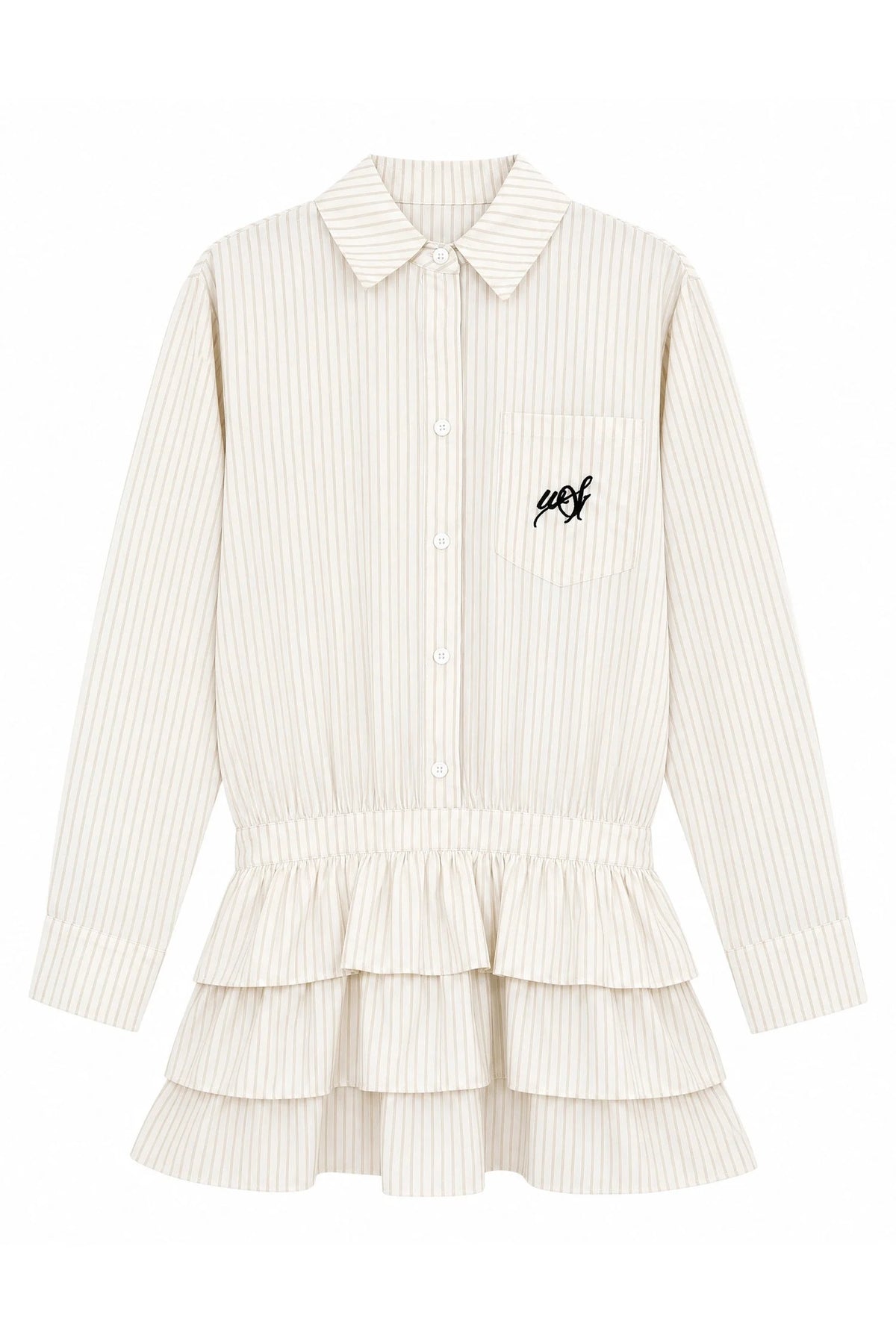 Woolen Baseball Jacket with Tiered Shirt Dress Set-Up