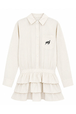 Woolen Baseball Jacket with Tiered Shirt Dress Set-Up