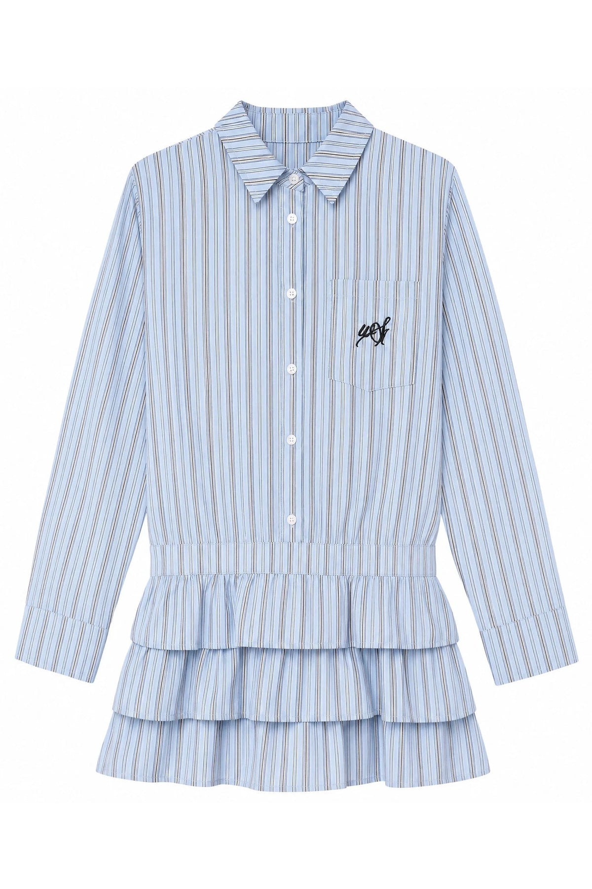 Woolen Baseball Jacket with Tiered Shirt Dress Set-Up