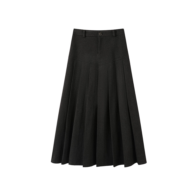 Woolen Coat with Scarf And Skirt Set-Up