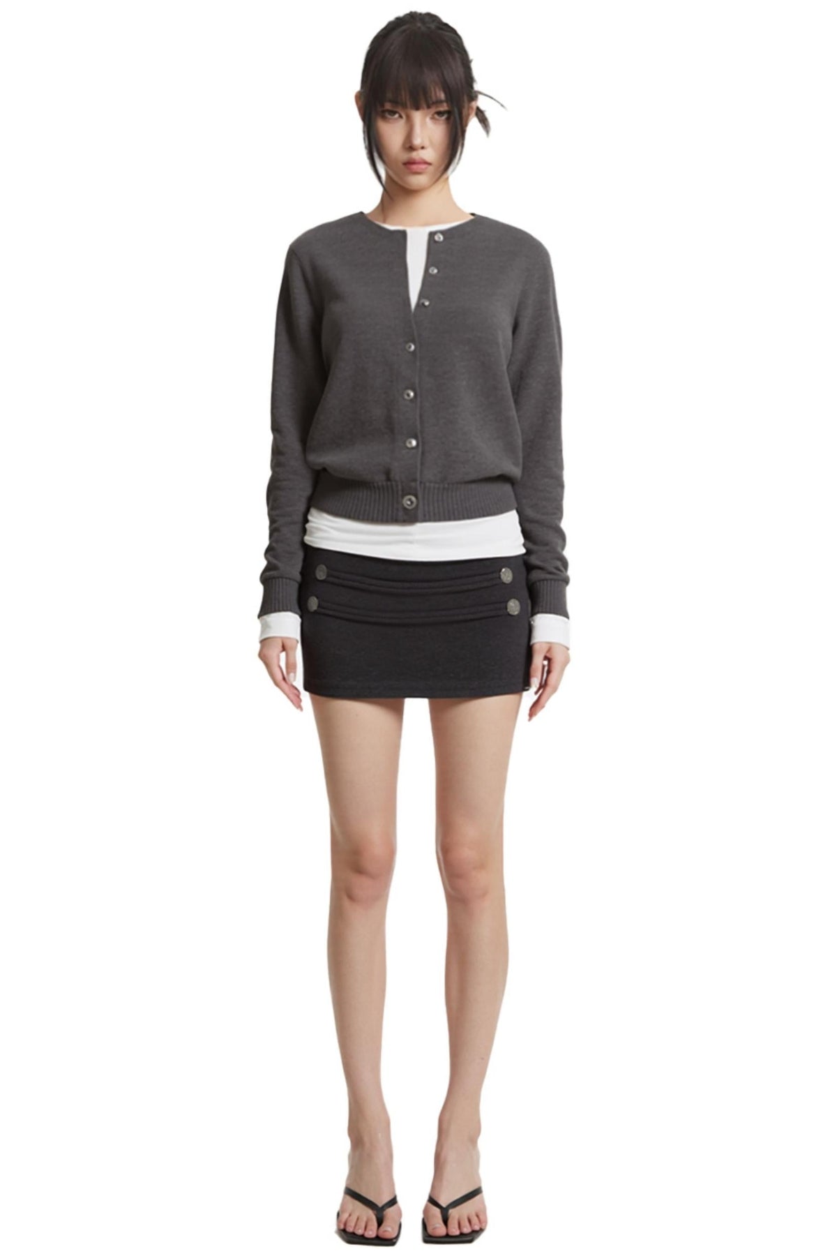 Woolen Knit A-Line Skirt Set-Up