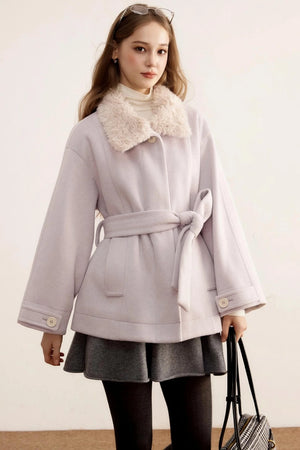 Woolen Mid-Length Winter Plush Wool Coat