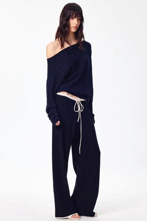 Woolen Off-Shoulder Knit Set-Up