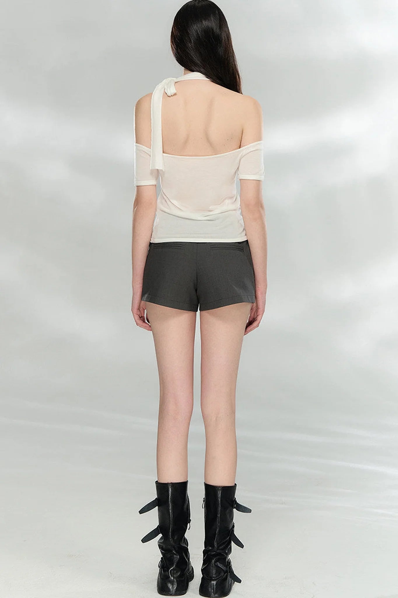 Woolen Off-Shoulder Patchwork Top