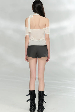 Woolen Off-Shoulder Patchwork Top