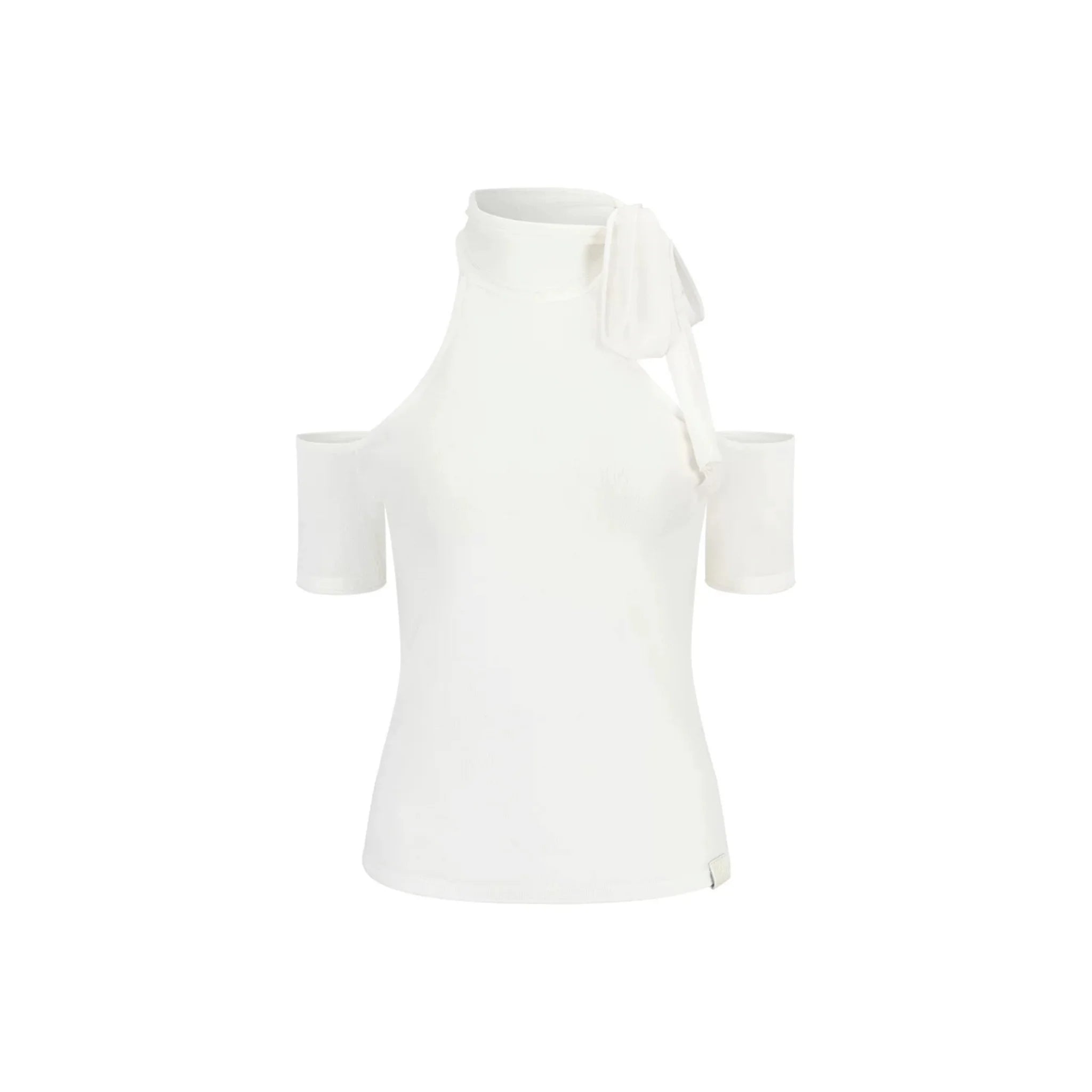 Woolen Off-Shoulder Patchwork Top