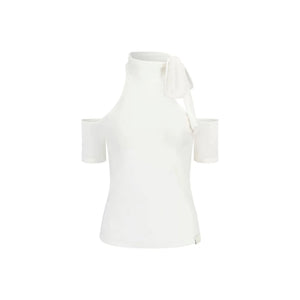 Woolen Off-Shoulder Patchwork Top