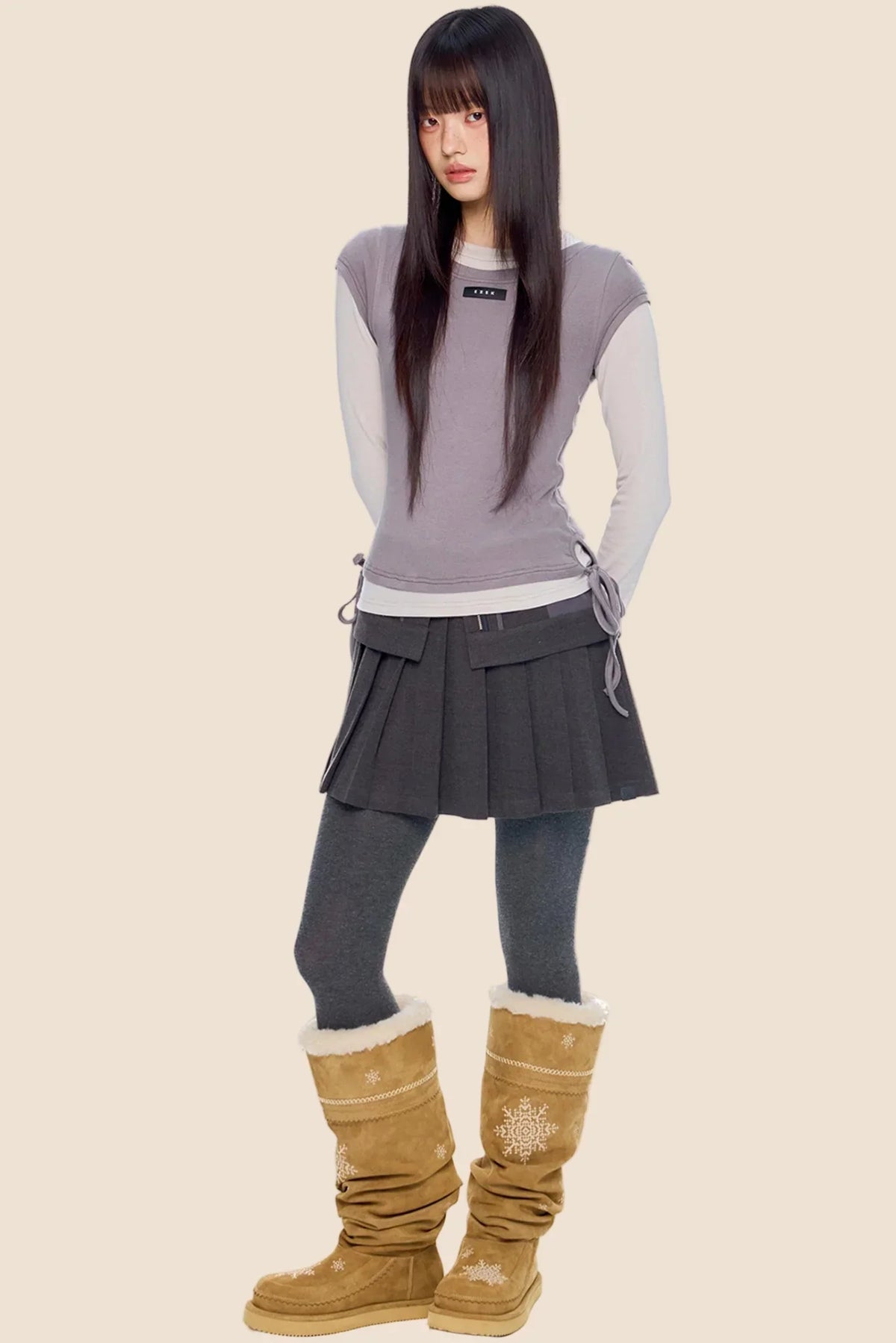 Woolen Pleated Skirt