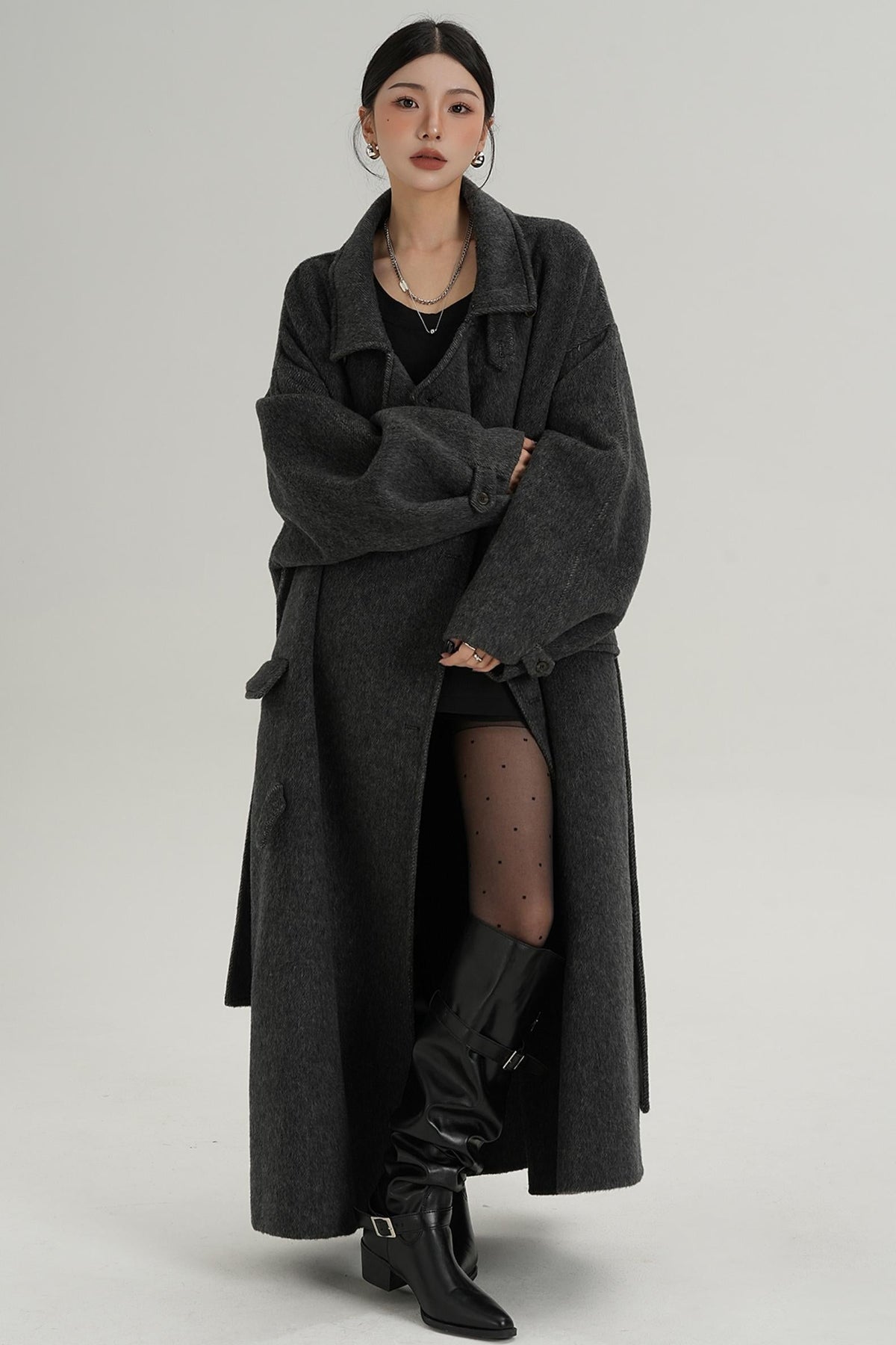 Woolen Silhouette Long Coat
