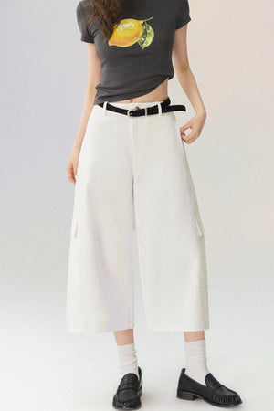 Workwear Casual Denim Cropped Pants
