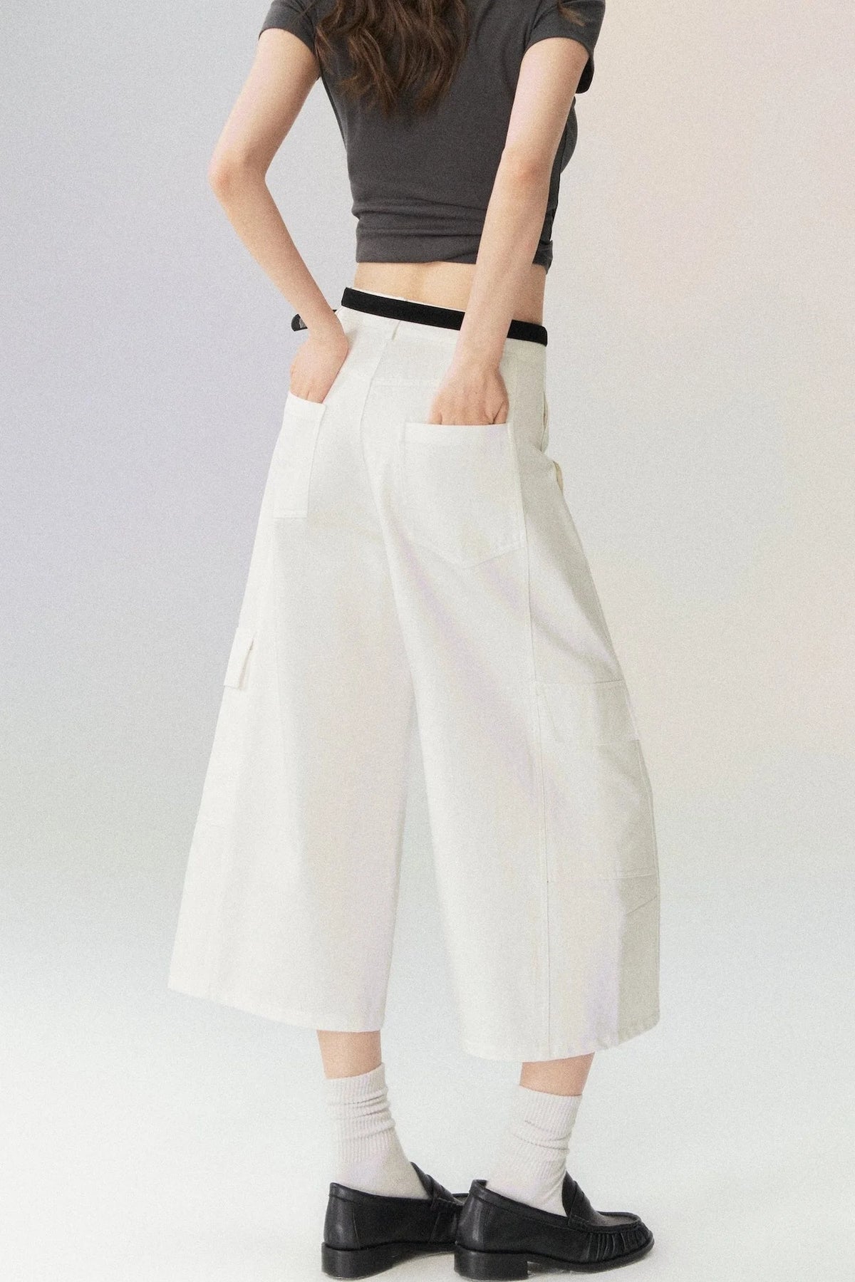 Workwear Casual Denim Cropped Pants