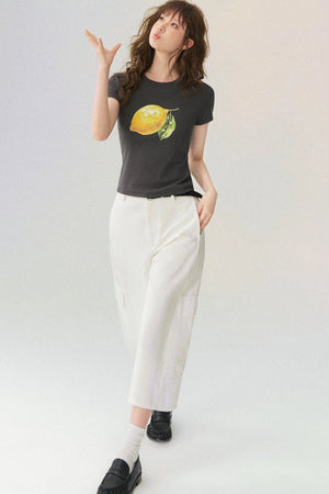 Workwear Casual Denim Cropped Pants