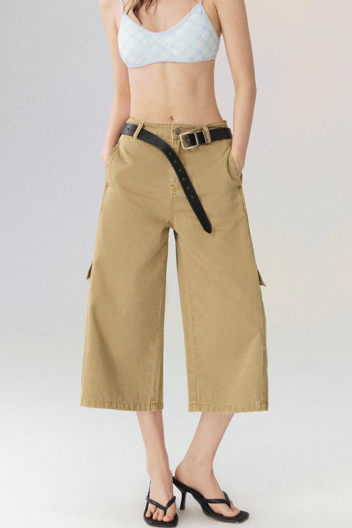 Workwear Casual Denim Cropped Pants