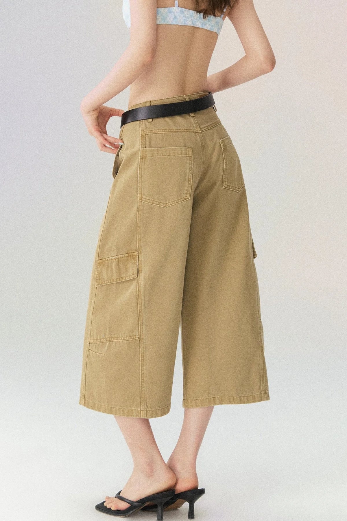 Workwear Casual Denim Cropped Pants