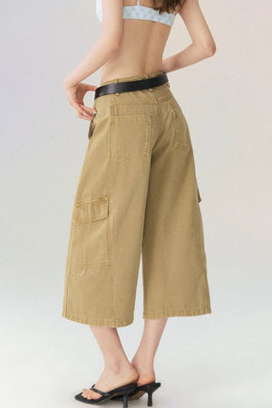 Workwear Casual Denim Cropped Pants