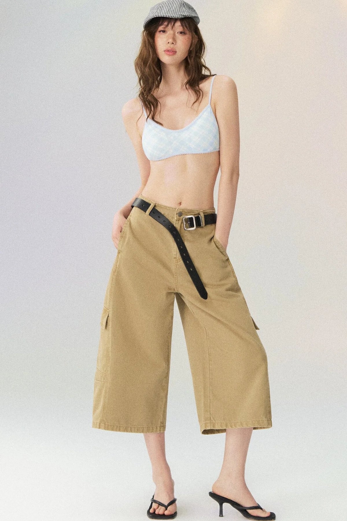 Workwear Casual Denim Cropped Pants