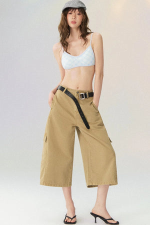 Workwear Casual Denim Cropped Pants