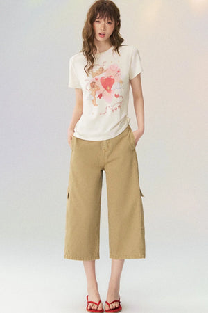 Workwear Casual Denim Cropped Pants