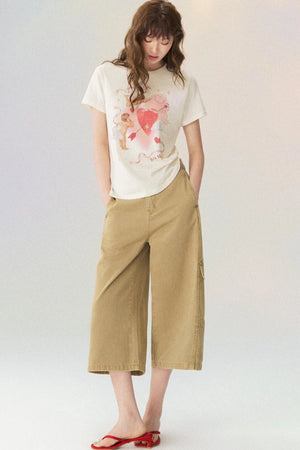 Workwear Casual Denim Cropped Pants