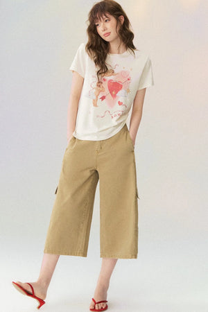 Workwear Casual Denim Cropped Pants