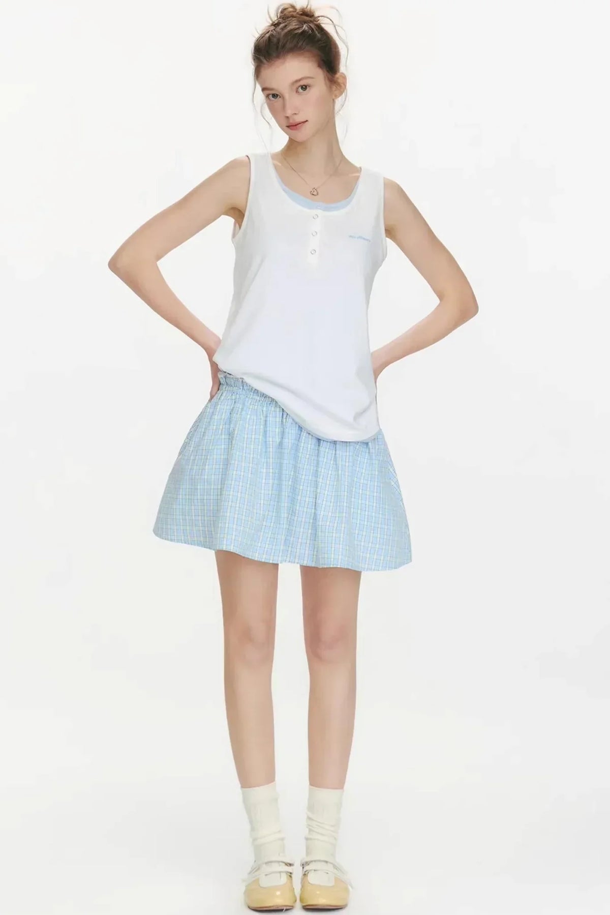 Woven Track Lace Midi Skirt
